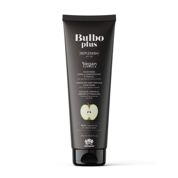 FMG_Bulboplus_Replenish_mask_250-1000x1000h Kaukė pažeistiems ir trapiems plaukams su Sicilijos obuolių ekstraktu BULBO PLUS REPLENISH 250 ml.