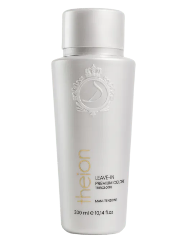 DONATTI MANUTENZIONE THEION LEAVE IN PREMIUM COLORE – NENUPLAUNAMAS KONDICIONIERIUS APSAUGANTIS PLAUKUS NUO KARŠČIO IR UV SPINDULIŲ, 300 gr